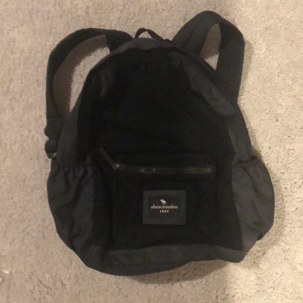 black abercrombie and fitch backpack with velcro patches